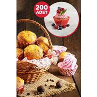200 lü Muffin Kağıdı Kek Kalıbı Desenli