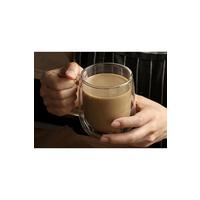 Isıya Dayanıklı Çift Cidarlı 350ml Kulplu Cam Çay Kahve Süt Kupa Borosilikat Bardak