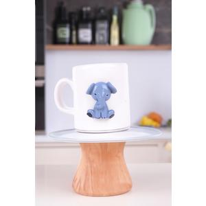 Özel Tasarım Kabartmalı Fil Figürlü  Porselen Kupa Bardak