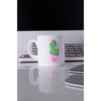 Özel Tasarım Kabartmalı Kaktüs Figürlü Renkli Porselen Kupa Bardak